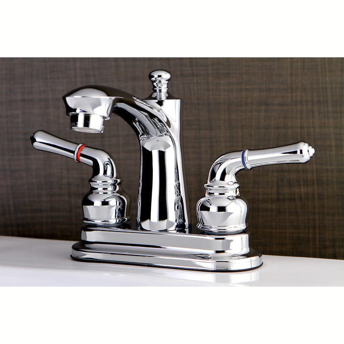 Kingston Heirloom FB7621NML - Naples Double-Handle 3-Hole Deck Mount 4-Inch Centerset Bathroom Faucet with Pop-Up Drain, Polished Chrome