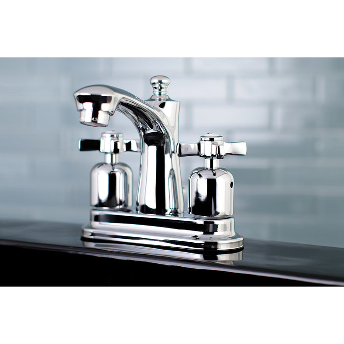 Kingston Tulare FB7621ZX - Millennium Double-Handle 3-Hole Deck Mount 4-Inch Centerset Bathroom Faucet with Pop-Up Drain, Polished Chrome