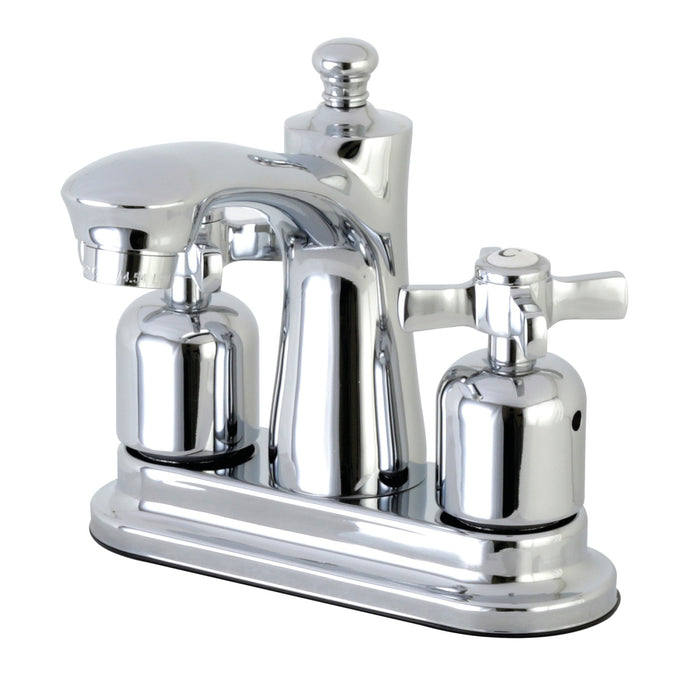 Kingston Tulare FB7621ZX - Millennium Double-Handle 3-Hole Deck Mount 4-Inch Centerset Bathroom Faucet with Pop-Up Drain, Polished Chrome