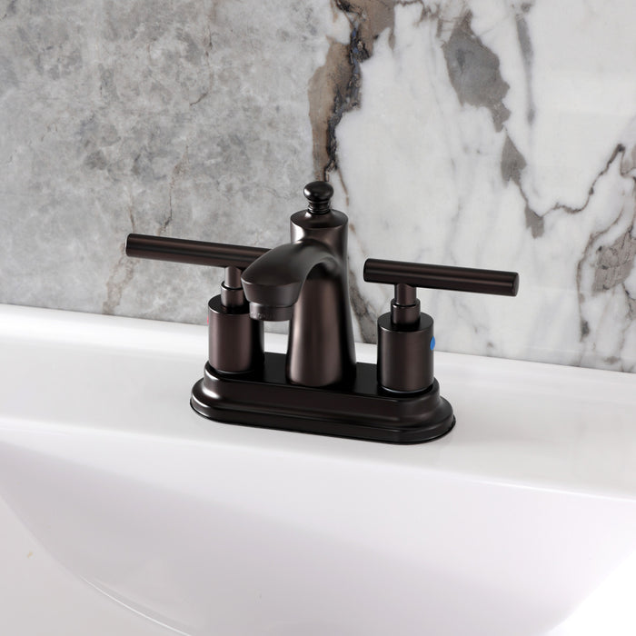 Kingston Tulare FB7625CML - Manhattan Double-Handle 3-Hole Deck Mount 4-Inch Centerset Bathroom Faucet with Pop-Up Drain, Oil Rubbed Bronze