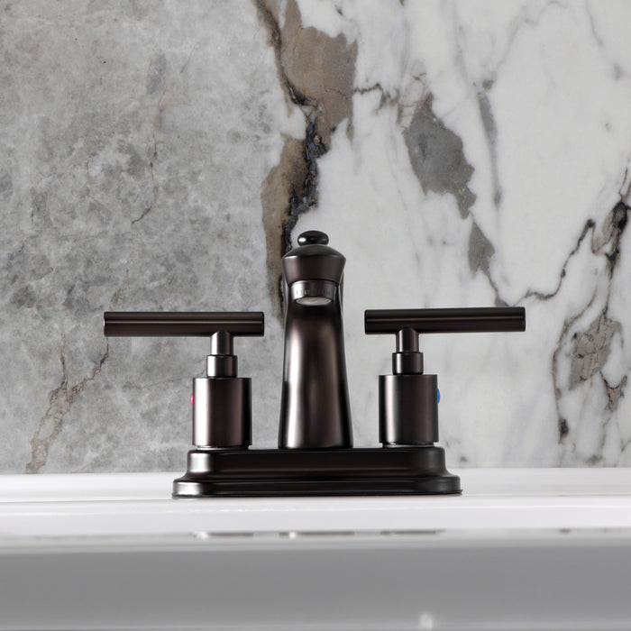 Kingston Tulare FB7625CML - Manhattan Double-Handle 3-Hole Deck Mount 4-Inch Centerset Bathroom Faucet with Pop-Up Drain, Oil Rubbed Bronze