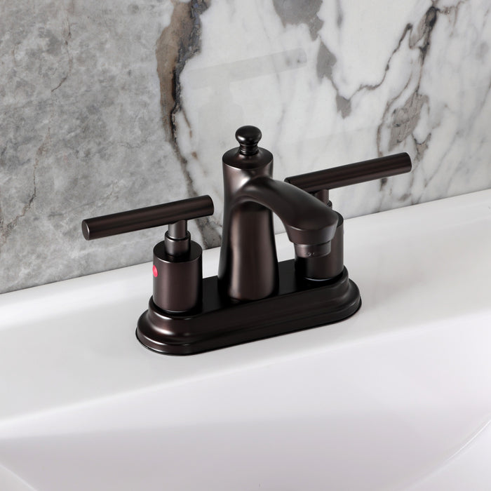 Kingston Tulare FB7625CML - Manhattan Double-Handle 3-Hole Deck Mount 4-Inch Centerset Bathroom Faucet with Pop-Up Drain, Oil Rubbed Bronze