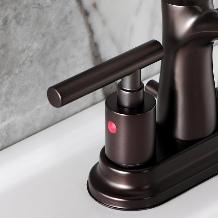 Kingston Tulare FB7625CML - Manhattan Double-Handle 3-Hole Deck Mount 4-Inch Centerset Bathroom Faucet with Pop-Up Drain, Oil Rubbed Bronze
