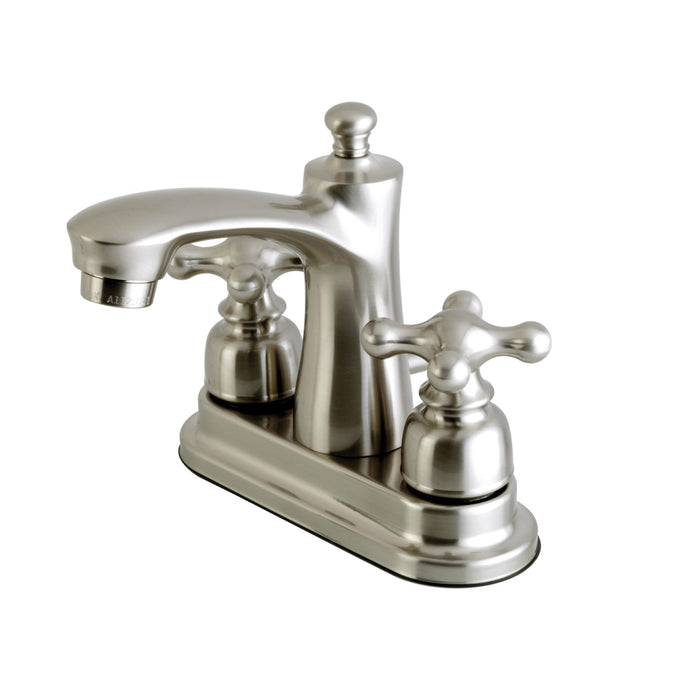 Kingston Victorian FB7628AX Double-Handle 3-Hole Deck Mount 4-Inch Centerset Bathroom Faucet with Pop-Up Drain, Brushed Nickel