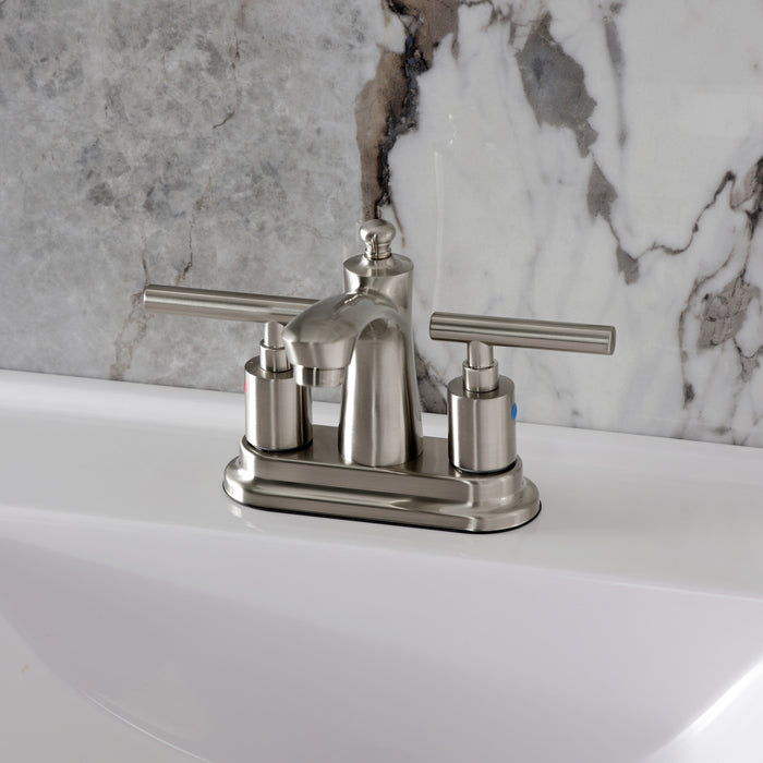 Kingston Tulare FB7628CML - Manhattan Double-Handle 3-Hole Deck Mount 4-Inch Centerset Bathroom Faucet with Pop-Up Drain, Brushed Nickel