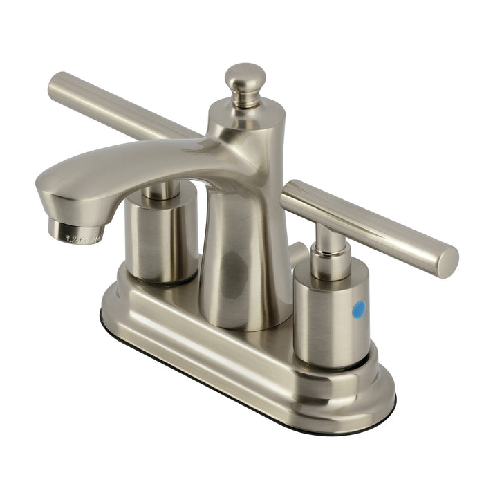 Manhattan FB7628CML Two-Handle 3-Hole Deck Mount 4" Centerset Bathroom Faucet with Pop-Up Drain, Brushed Nickel