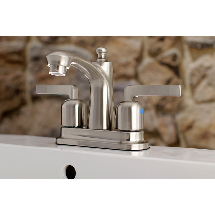 Kingston Tulare FB7628EFL - Centurion Double-Handle 3-Hole Deck Mount 4-Inch Centerset Bathroom Faucet with Pop-Up Drain, Brushed Nickel