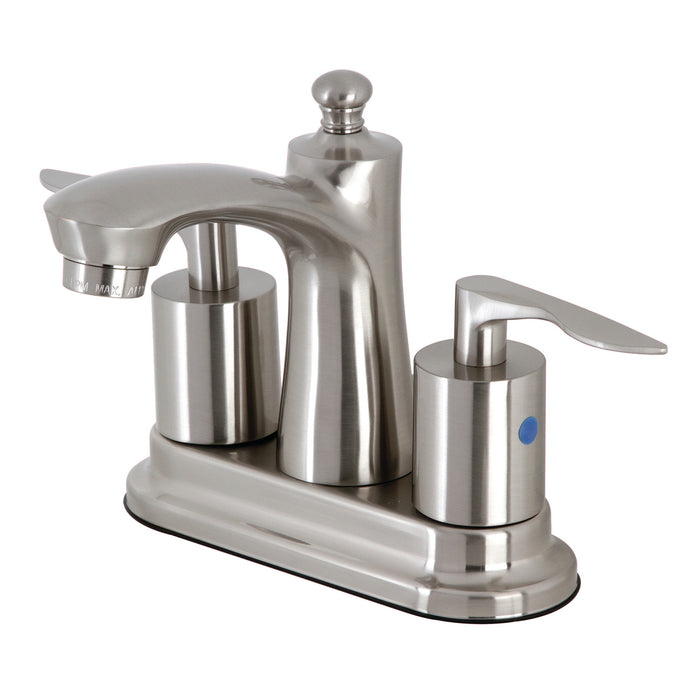 Kingston Tulare FB7628SVL - Serena Double-Handle 3-Hole Deck Mount 4-Inch Centerset Bathroom Faucet with Pop-Up Drain, Brushed Nickel