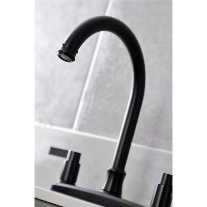 Kingston Tulare FB7790NDLSP - NuvoFusion Two-Handle 4-Hole 8" Centerset Kitchen Faucet with Side Sprayer, Matte Black
