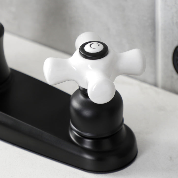 Kingston Tulare FB7790PXSP - Victorian Two-Handle 4-Hole 8" Centerset Kitchen Faucet with Side Sprayer, Matte Black
