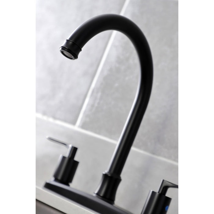 Kingston Tulare FB7790SVLSP - Serena Two-Handle 4-Hole 8" Centerset Kitchen Faucet with Side Sprayer, Matte Black