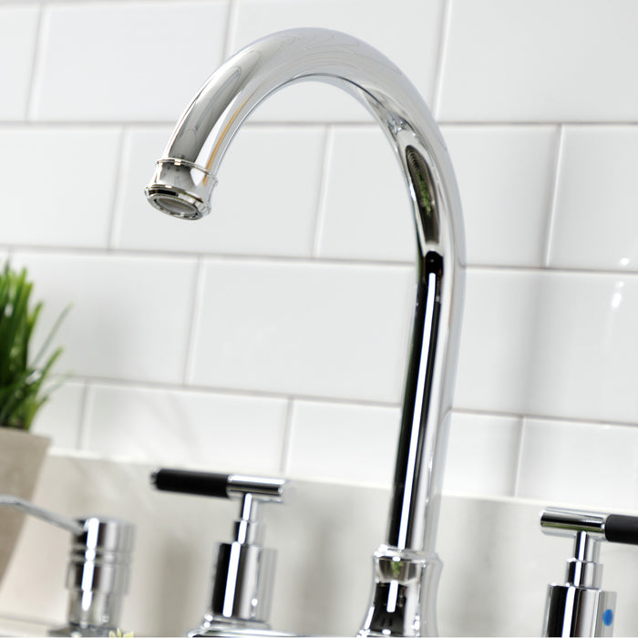 Kingston Tulare FB7791CKLSP - Kaiser Two-Handle 4-Hole 8" Centerset Kitchen Faucet with Side Sprayer, Polished Chrome