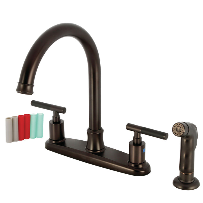 Kaiser FB7795CKLSP Two-Handle 4-Hole Deck Mount 8" Centerset Kitchen Faucet with Side Sprayer, Oil Rubbed Bronze