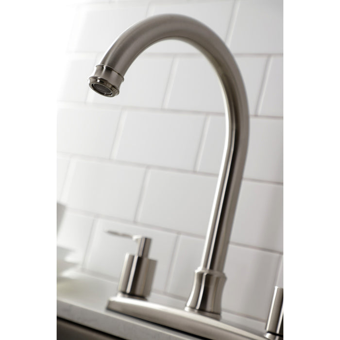 Kingston Tulare FB7798SVLSP - Serena Two-Handle 4-Hole 8" Centerset Kitchen Faucet with Side Sprayer, Brushed Nickel