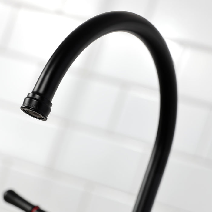 Kingston Tulare FB790SP - Magellan Two-Handle 4-Hole 8" Centerset Kitchen Faucet with Side Sprayer, Matte Black