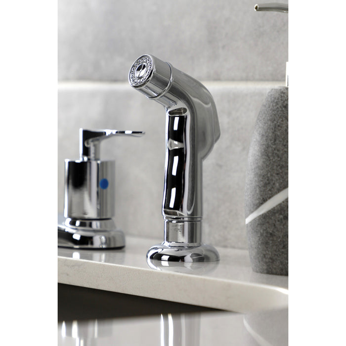 Kingston Tulare FB791SVLSP - Serena Two-Handle 4-Hole 8" Centerset Kitchen Faucet with Side Sprayer, Polished Chrome