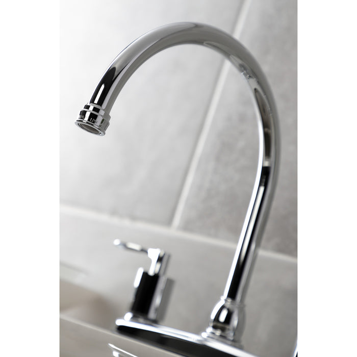 Kingston Tulare FB791SVLSP - Serena Two-Handle 4-Hole 8" Centerset Kitchen Faucet with Side Sprayer, Polished Chrome