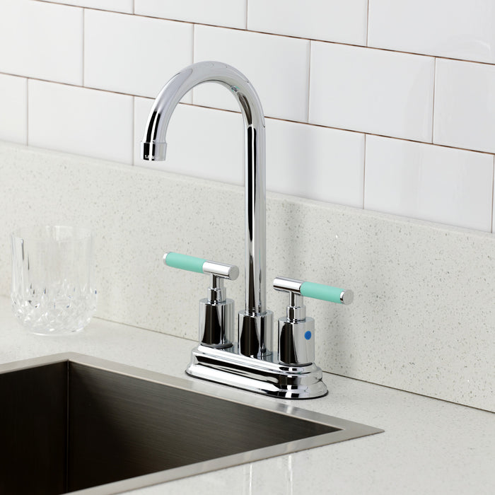 Kingston Tulare FB8491CKL - Kaiser Two-Handle 2-Hole Deck Mount Bar Faucet, Polished Chrome
