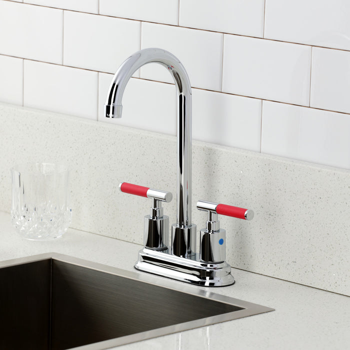 Kingston Tulare FB8491CKL - Kaiser Two-Handle 2-Hole Deck Mount Bar Faucet, Polished Chrome