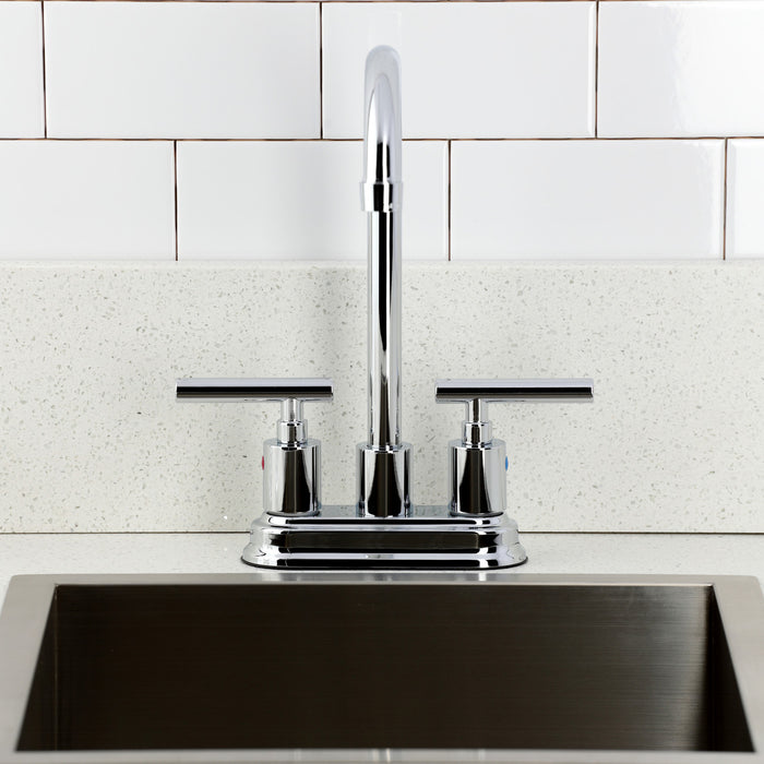 Kingston Tulare FB8491CML - Manhattan Two-Handle 2-Hole Deck Mount Bar Faucet, Polished Chrome