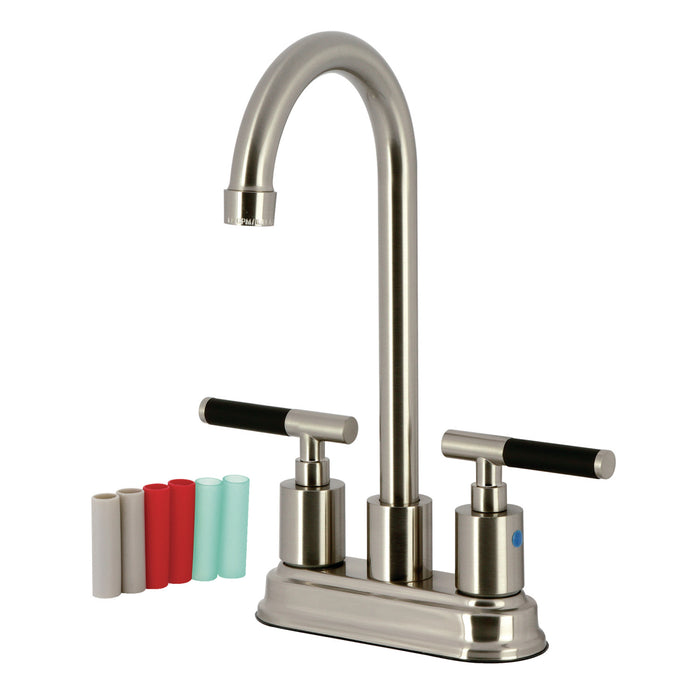 Kingston Tulare FB8498CKL - Kaiser Two-Handle 2-Hole Deck Mount Bar Faucet, Brushed Nickel