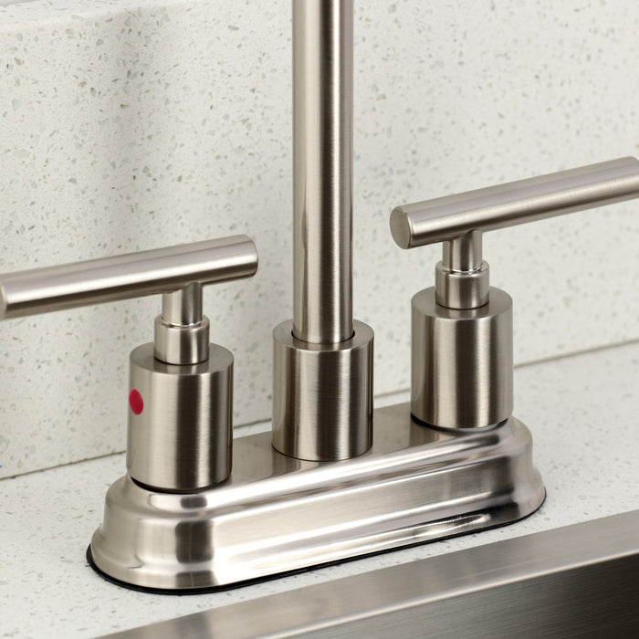 Kingston Tulare FB8498CML - Manhattan Two-Handle 2-Hole Deck Mount Bar Faucet, Brushed Nickel