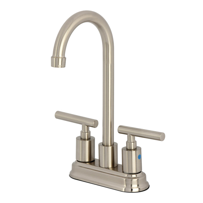 Kingston Tulare FB8498CML - Manhattan Two-Handle 2-Hole Deck Mount Bar Faucet, Brushed Nickel