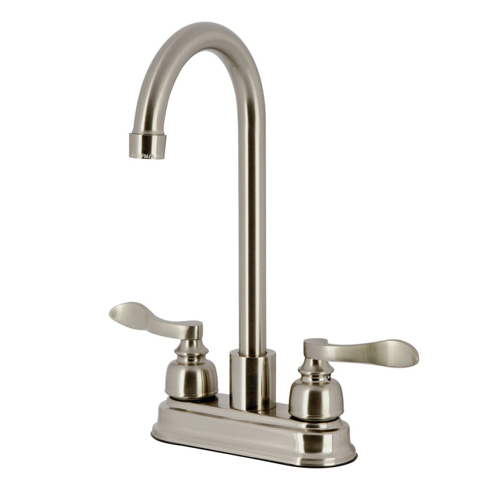 Kingston Tulare FB8498NFL - Nuwave French Two-Handle 2-Hole Deck Mount Bar Faucet, Brushed Nickel