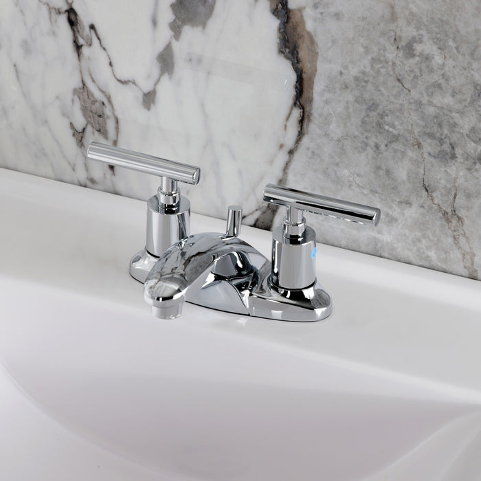 Kingston Tulare FB8621CML - Manhattan Double-Handle 3-Hole Deck Mount 4-Inch Centerset Bathroom Faucet with Pop-Up Drain, Polished Chrome