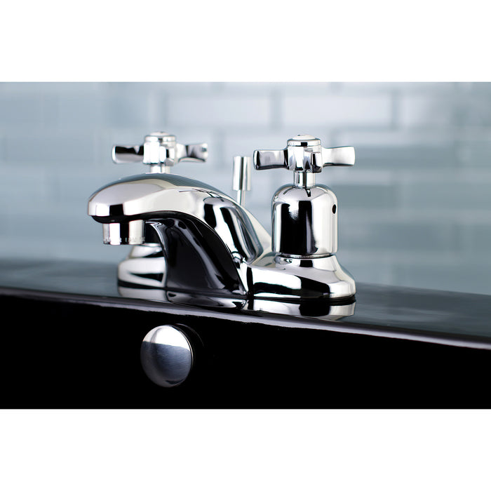 Kingston Tulare FB8621ZX - Millennium Double-Handle 3-Hole Deck Mount 4-Inch Centerset Bathroom Faucet with Pop-Up Drain, Polished Chrome