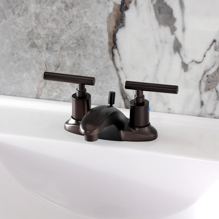 Kingston Tulare FB8625CML - Manhattan Double-Handle 3-Hole Deck Mount 4-Inch Centerset Bathroom Faucet with Pop-Up Drain, Oil Rubbed Bronze