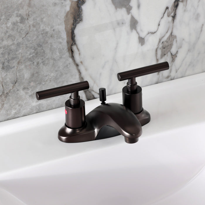 Kingston Tulare FB8625CML - Manhattan Double-Handle 3-Hole Deck Mount 4-Inch Centerset Bathroom Faucet with Pop-Up Drain, Oil Rubbed Bronze