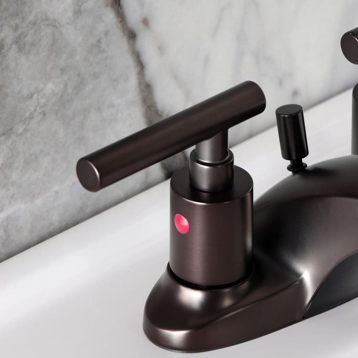 Kingston Tulare FB8625CML - Manhattan Double-Handle 3-Hole Deck Mount 4-Inch Centerset Bathroom Faucet with Pop-Up Drain, Oil Rubbed Bronze
