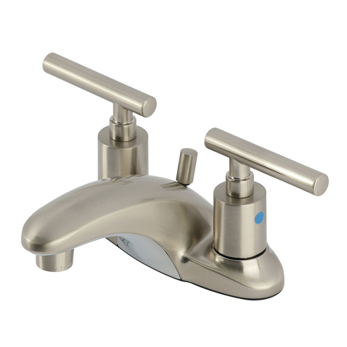 Kingston Tulare FB8628CML - Manhattan Double-Handle 3-Hole Deck Mount 4-Inch Centerset Bathroom Faucet with Pop-Up Drain, Brushed Nickel