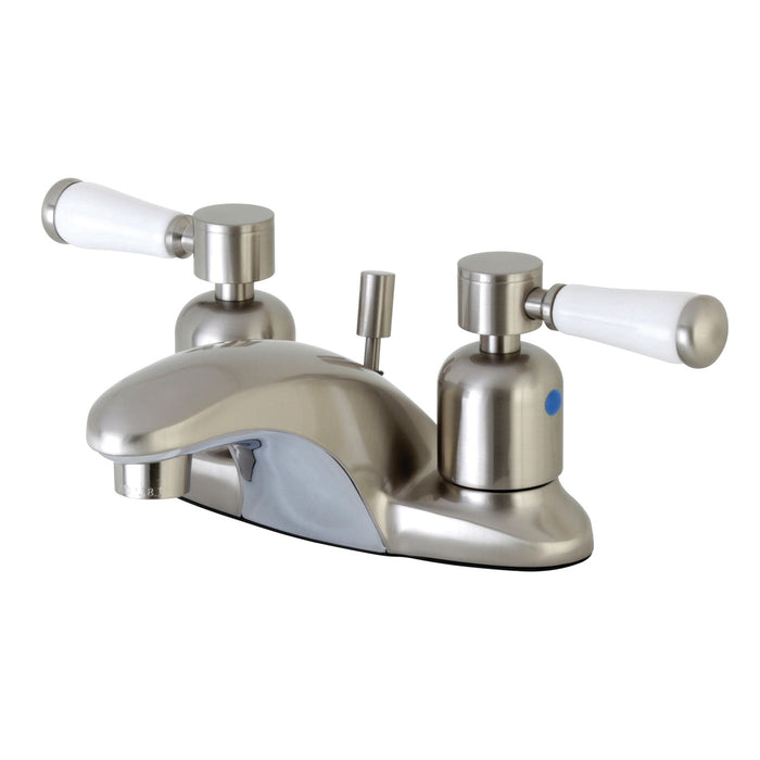 Kingston Tulare FB8628DPL - Paris Double-Handle 3-Hole Deck Mount 4-Inch Centerset Bathroom Faucet with Pop-Up Drain, Brushed Nickel