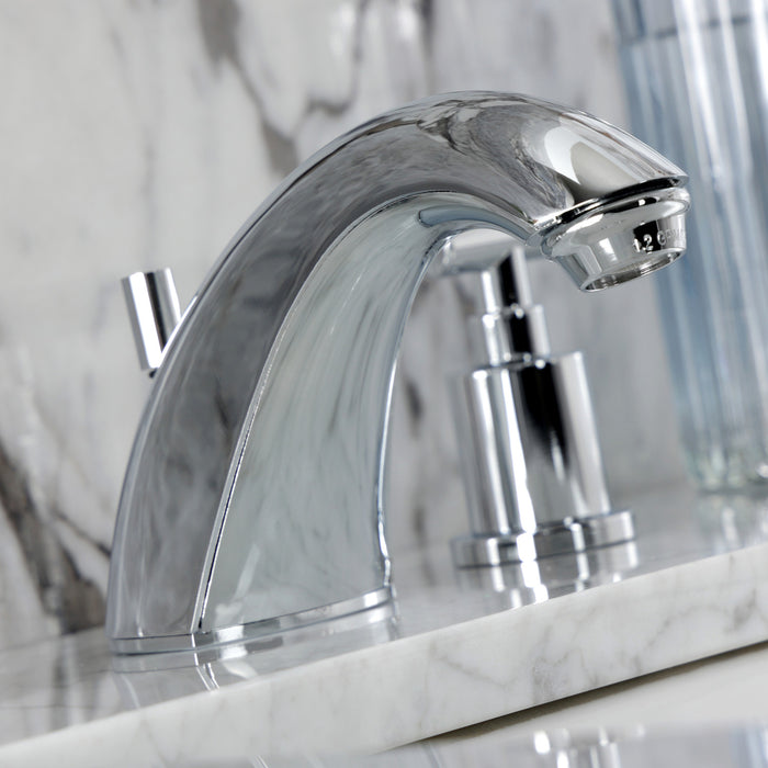 Kingston Tulare FB8951CML - Manhattan Two-Handle 3-Hole Deck Mount Widespread Bathroom Faucet with Pop-Up Drain, Polished Chrome