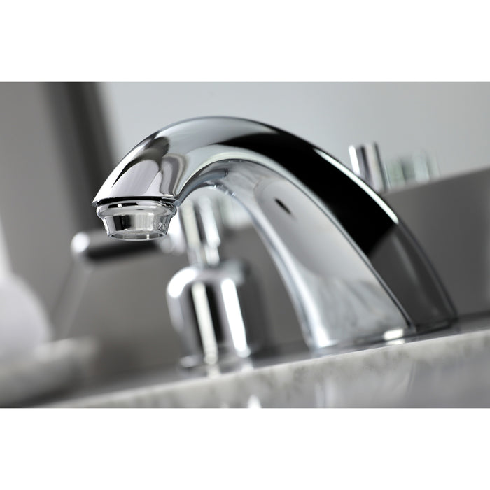 Kingston Tulare FB8951DKL - Kaiser Two-Handle 3-Hole Deck Mount Widespread Bathroom Faucet with Pop-Up Drain, Polished Chrome