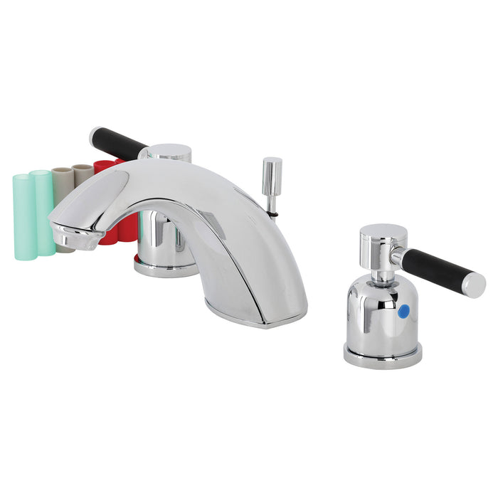 Kingston Tulare FB8951DKL - Kaiser Two-Handle 3-Hole Deck Mount Widespread Bathroom Faucet with Pop-Up Drain, Polished Chrome