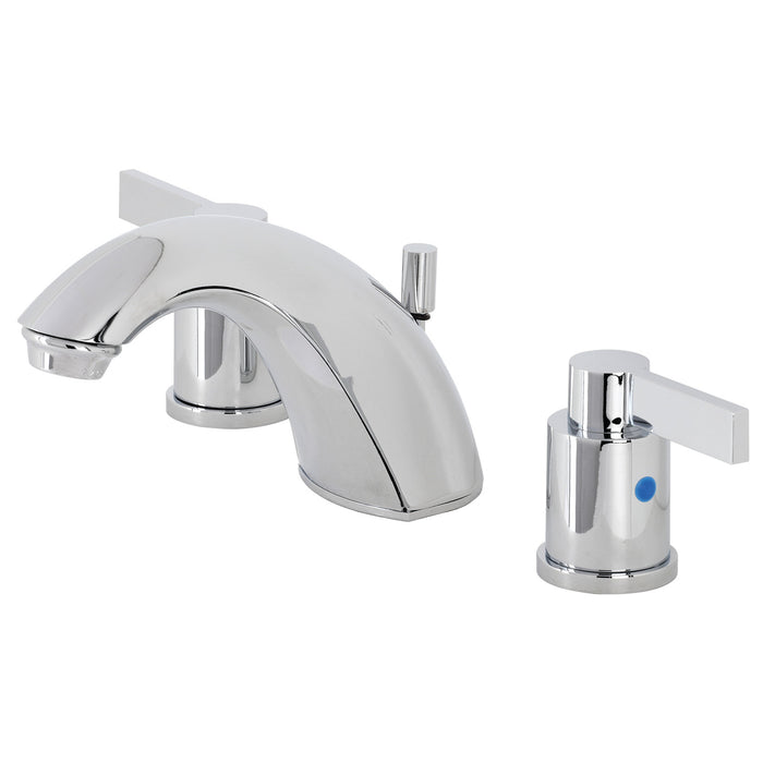 Kingston Tulare FB8951NDL - NuvoFusion Two-Handle 3-Hole Deck Mount Widespread Bathroom Faucet with Pop-Up Drain, Polished Chrome