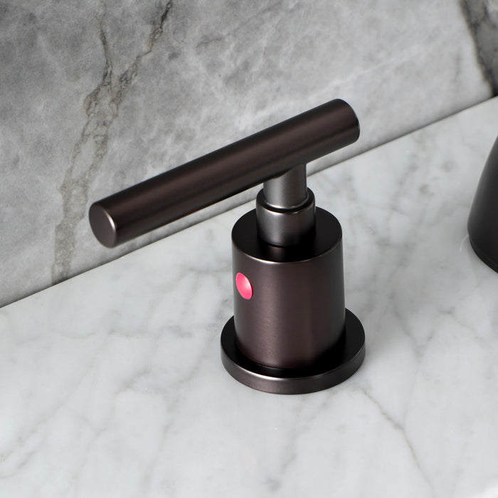 Kingston Tulare FB8955CML - Manhattan Two-Handle 3-Hole Deck Mount Widespread Bathroom Faucet with Pop-Up Drain, Oil Rubbed Bronze