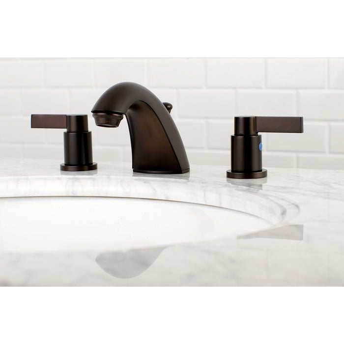 Kingston Tulare FB8955NDL - NuvoFusion Two-Handle 3-Hole Deck Mount Widespread Bathroom Faucet with Pop-Up Drain, Oil Rubbed Bronze