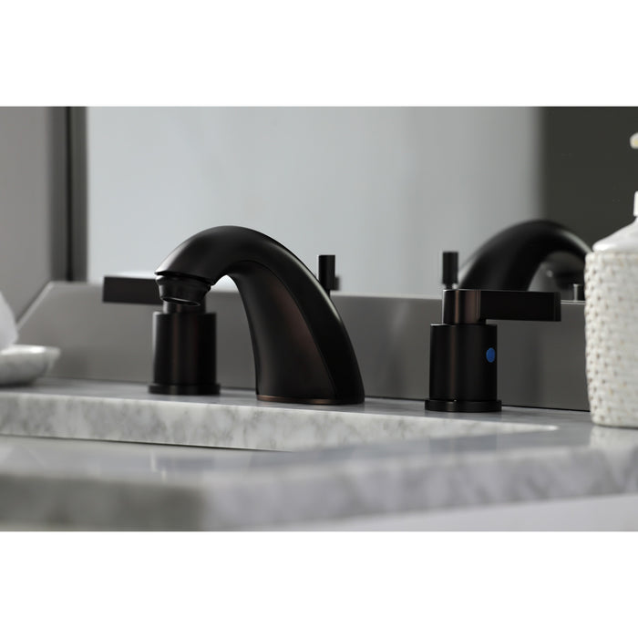 Kingston Tulare FB8955NDL - NuvoFusion Two-Handle 3-Hole Deck Mount Widespread Bathroom Faucet with Pop-Up Drain, Oil Rubbed Bronze