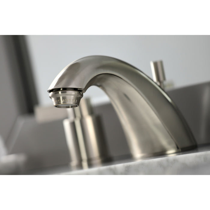 Kingston Tulare FB8958NDL - NuvoFusion Two-Handle 3-Hole Deck Mount Widespread Bathroom Faucet with Pop-Up Drain, Brushed Nickel