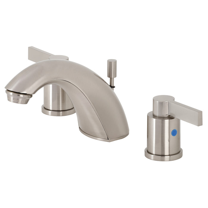 Kingston Tulare FB8958NDL - NuvoFusion Two-Handle 3-Hole Deck Mount Widespread Bathroom Faucet with Pop-Up Drain, Brushed Nickel