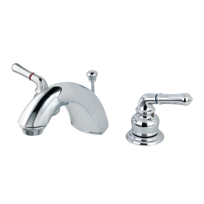 FB951 Two-Handle 3-Hole Deck Mount Widespread Bathroom Faucet with Plastic Pop-Up, Polished Chrome