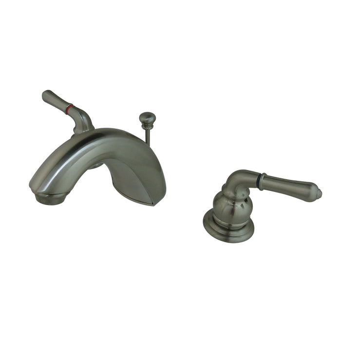 Kingston Tulare FB958Two-Handle 3-Hole Deck Mount Widespread Bathroom Faucet with Pop-Up Drain, Brushed Nickel