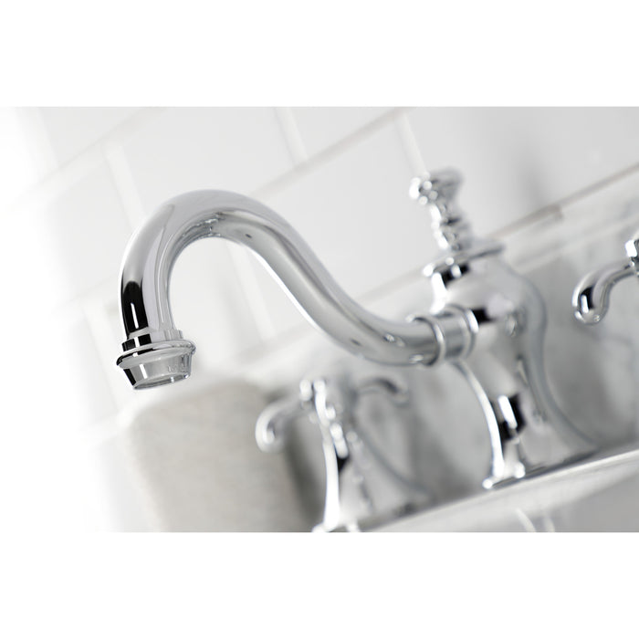 Kingston Heirloom FC7161TX - French Country Two-Handle 3-Hole Deck Mount Widespread Bathroom Faucet with Brass Pop-Up, Polished Chrome