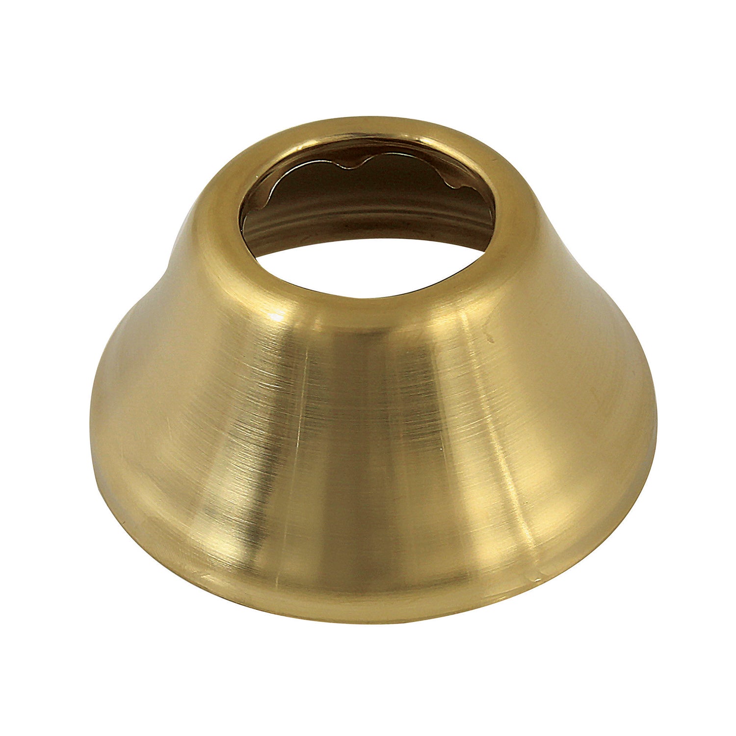 Kingston Brass FLBELL11437 Made To Match 1-1/4 Inch ID X 3 Inch OD Bell Flange – Brushed Brass, Solid Brass Construction For Pipe Stub-Out Covering