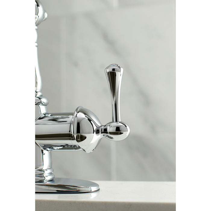 English Vintage FS7641BL One-Handle 1-Hole Bathroom Faucet with Deck Plate and Push Pop-Up Drain, Polished Chrome