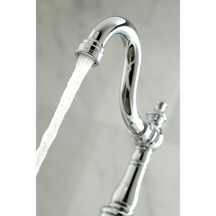 English Vintage FS7641BL One-Handle 1-Hole Bathroom Faucet with Deck Plate and Push Pop-Up Drain, Polished Chrome